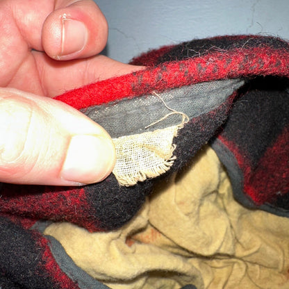 Vintage 1970s Woolrich Buffalo Plaid Red Black Hat with Ear Flaps USA 70s Warm