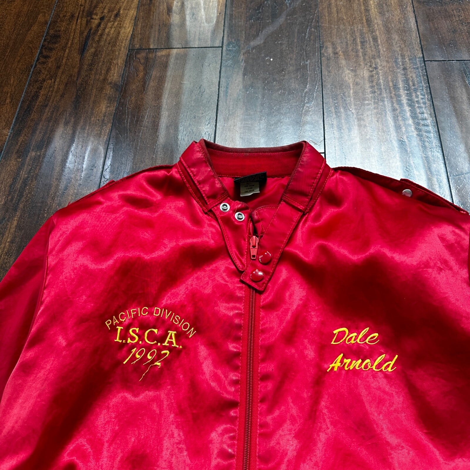 VTG 90s GTX Pacific Divison Satin Bomber Jacket USA Rare 80s ISCA Dale Arnold