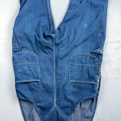 Big Mac Authentic Workwear Men's Bib Overalls 42x30 VTG Wash Blue Jean Denim