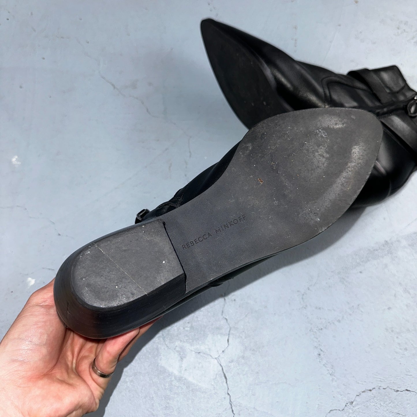 Rebecca Minkoff Boots Kichi Pointed Toe Bootie Black Leather Size 9.5