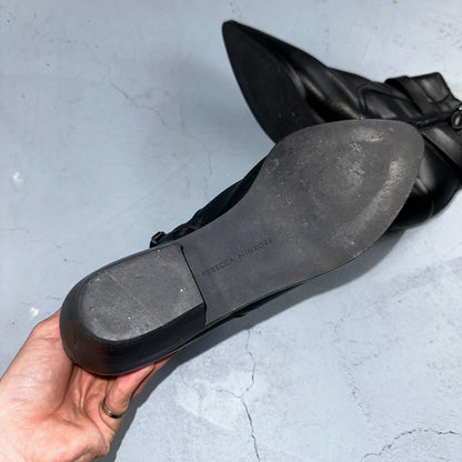 Rebecca Minkoff Boots Kichi Pointed Toe Bootie Black Leather Size 9.5