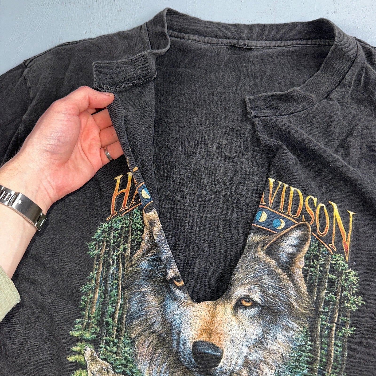 VTG Harley Davidson Shirt Mens XL Wolf Pack Short Sleeve Miami Florida Chopped