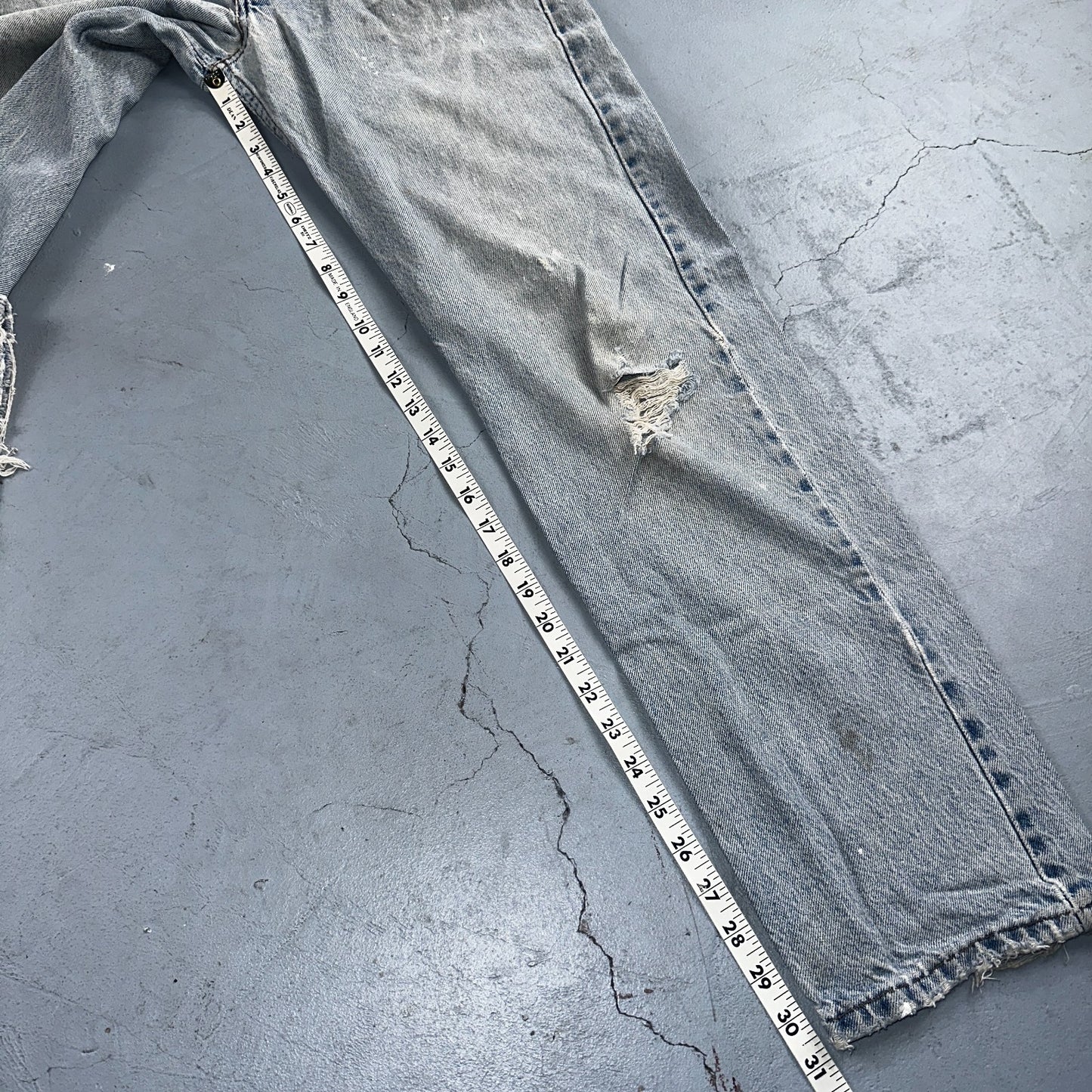 Levis 505 Vintage 90s Orange Tab Jeans 36x32 Thrashed Light Wash 501 Act 33x31