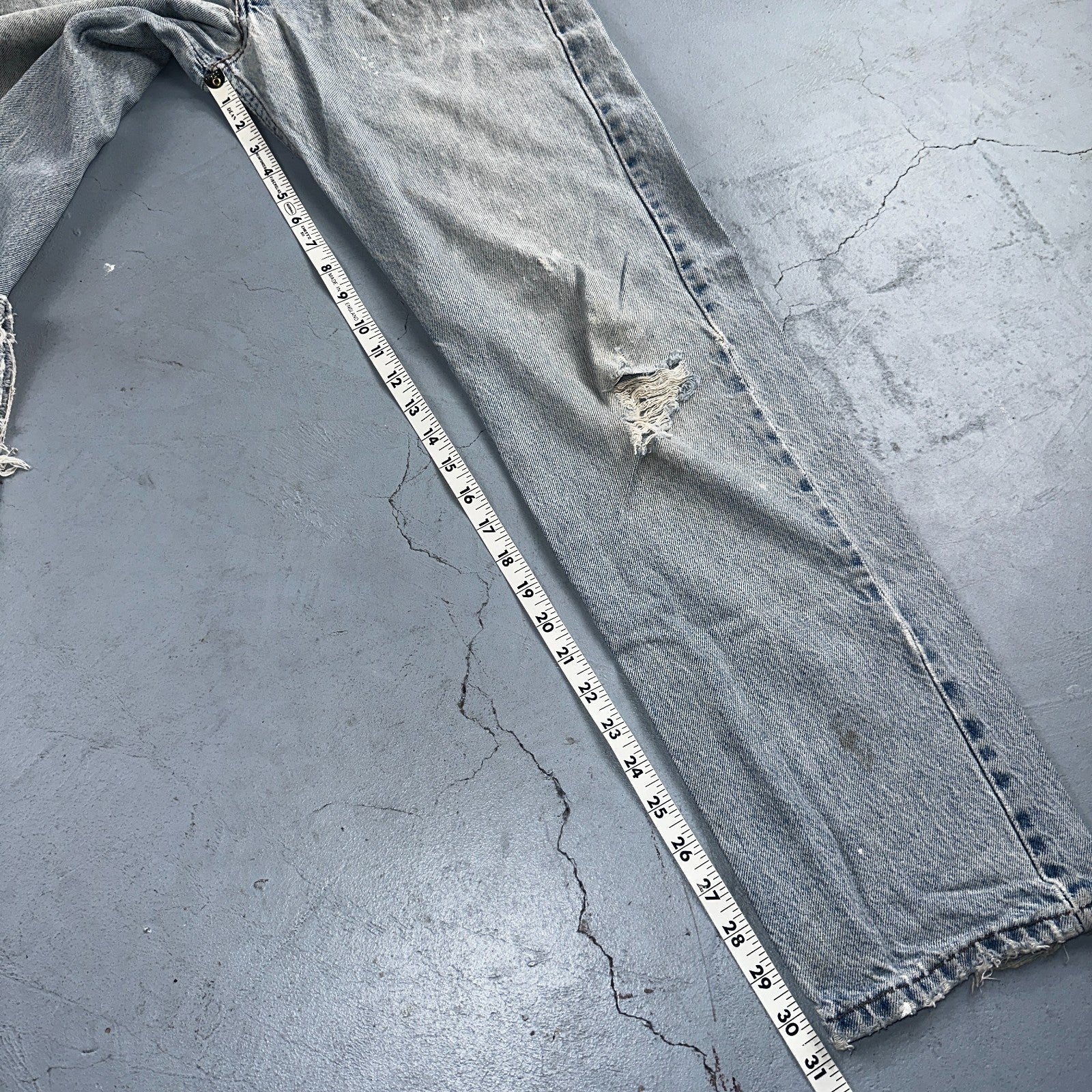 Levis 505 Vintage 90s Orange Tab Jeans 36x32 Thrashed Light Wash 501 Act 33x31