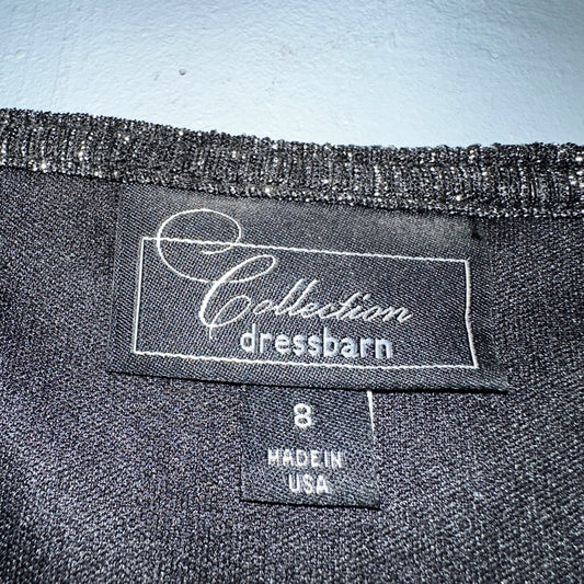 Collection Dressbarn Women's Dress Top 8 Lace Seqins - Black Sleeveless USA VTG