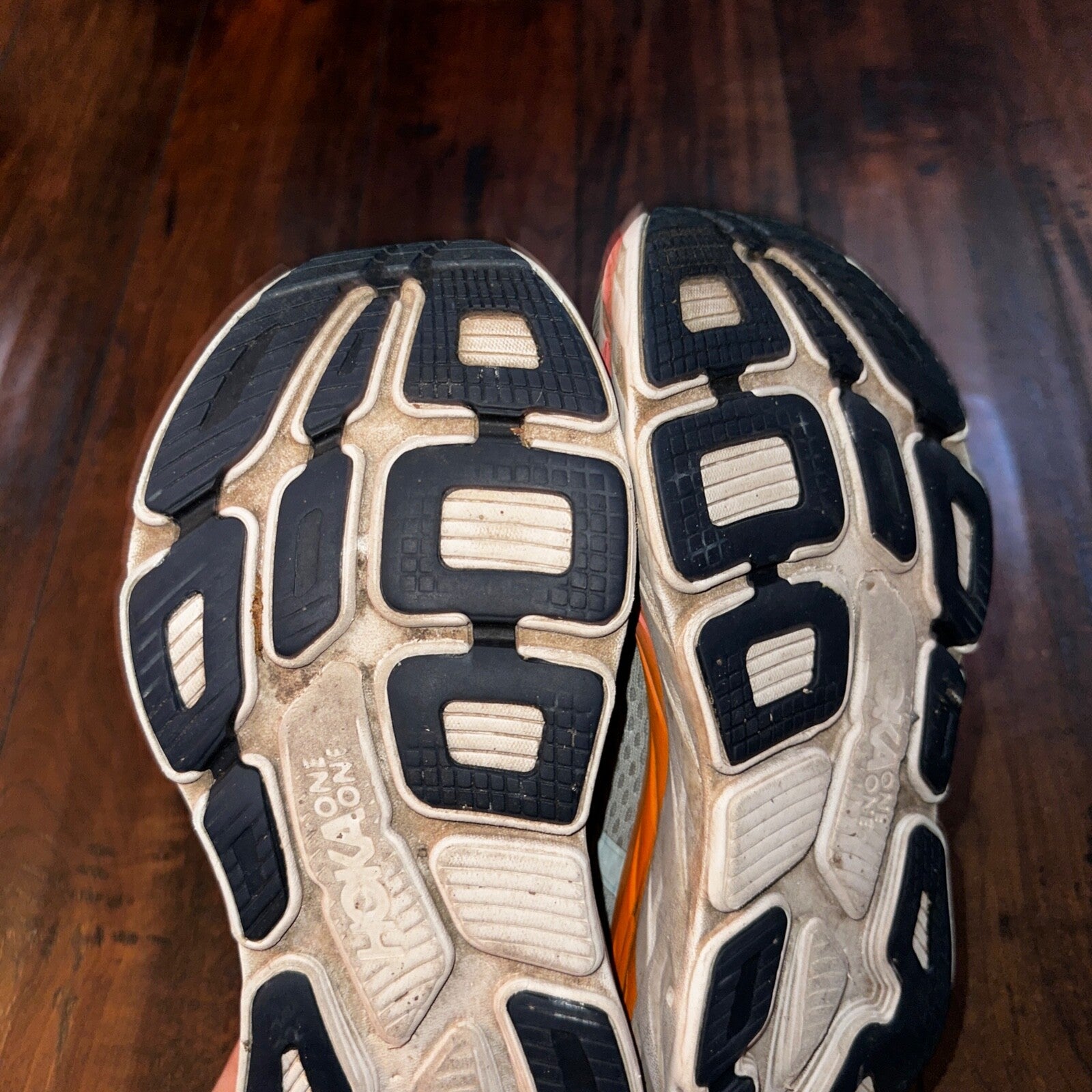 Hoka One One Bondi 10.5 Womens Cushioned Running Shoes Blue Haze Orange