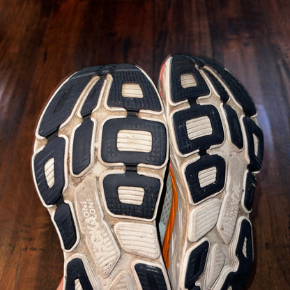 Hoka One One Bondi 10.5 Womens Cushioned Running Shoes Blue Haze Orange