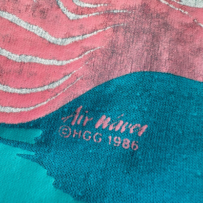 Flordia Clearwater Beach 90s USA Vintage T Shirt Blue Shell Pink Cute Palm Tree