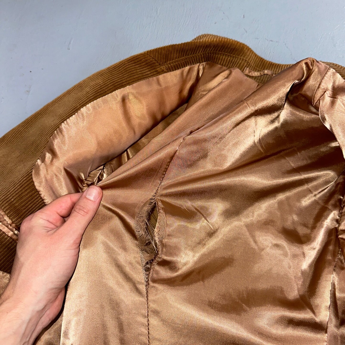 VTG Mens Suit 40 Jacket Sport Coat Rockabilly 80s 90s Corduroy Brown Short