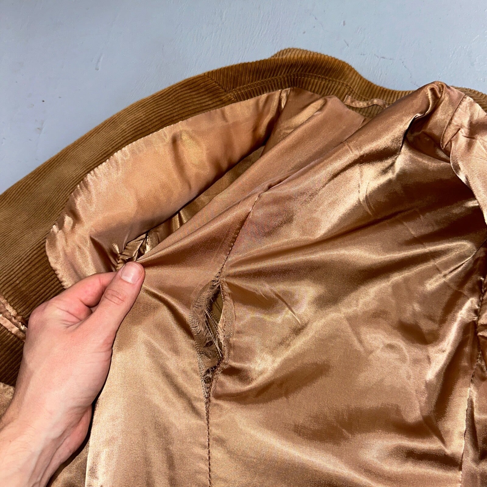 VTG Mens Suit 40 Jacket Sport Coat Rockabilly 80s 90s Corduroy Brown Short