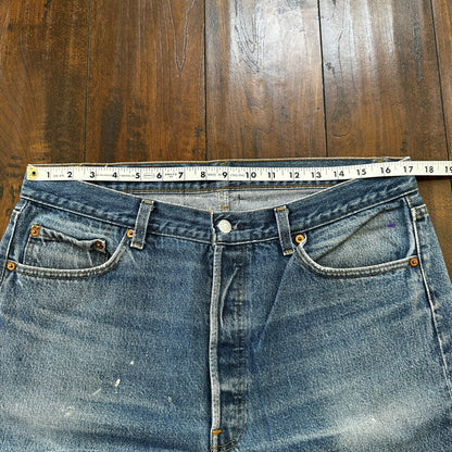 VTG 80s Levis 501 Button Fly 38x36 USA Tag Jeans Straight Wash Blue XX Act 34x31
