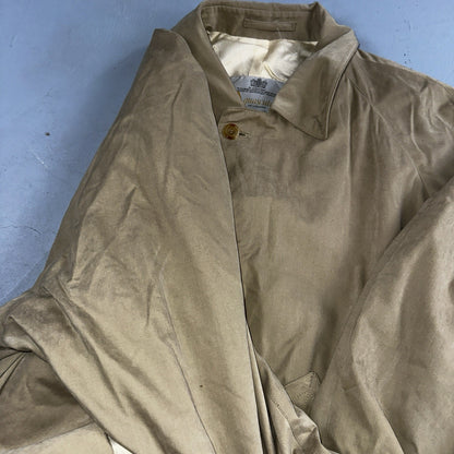 AQUASCUTUM Men's Long Button Up Beige Trench Coat UK 42 Pre-Loved Classic Belted
