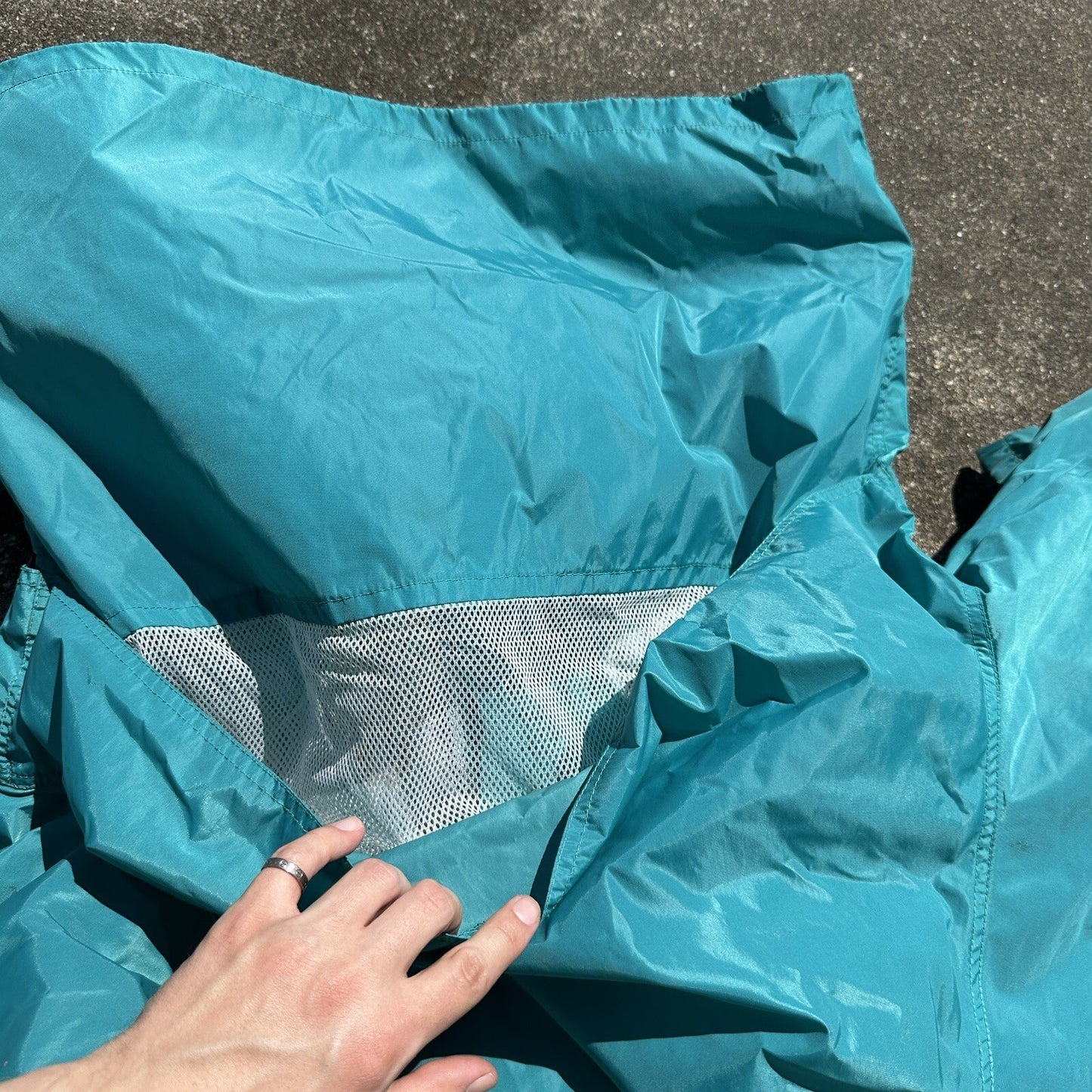 Eddie Bauer XL Blue Rain Jacket Mens Full Zip Outdoor Hike Vintage 1990s 90s