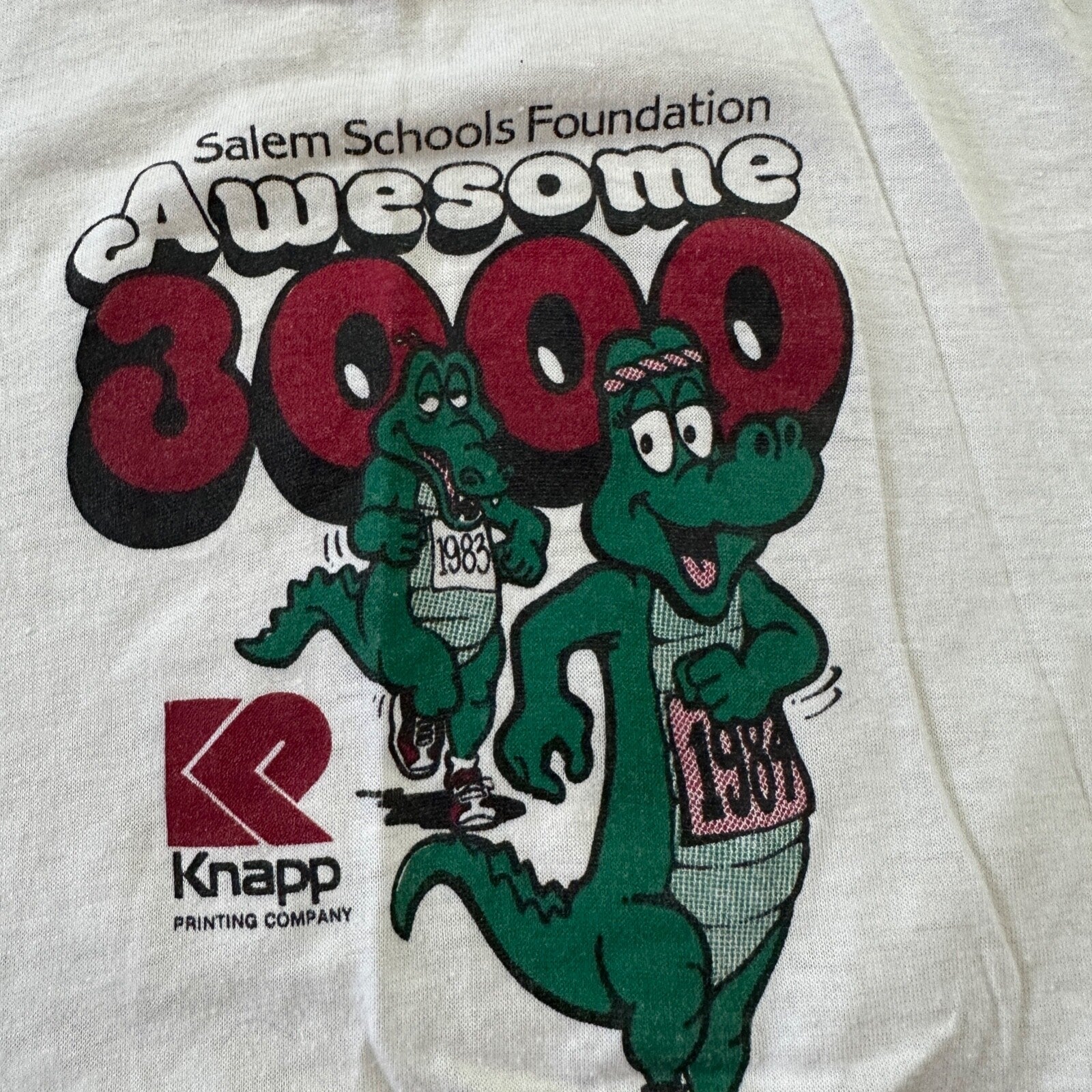 Salem Oregon Running Crocodile Kids Vintage T Shirt 80s Knapp 1984 Marathon