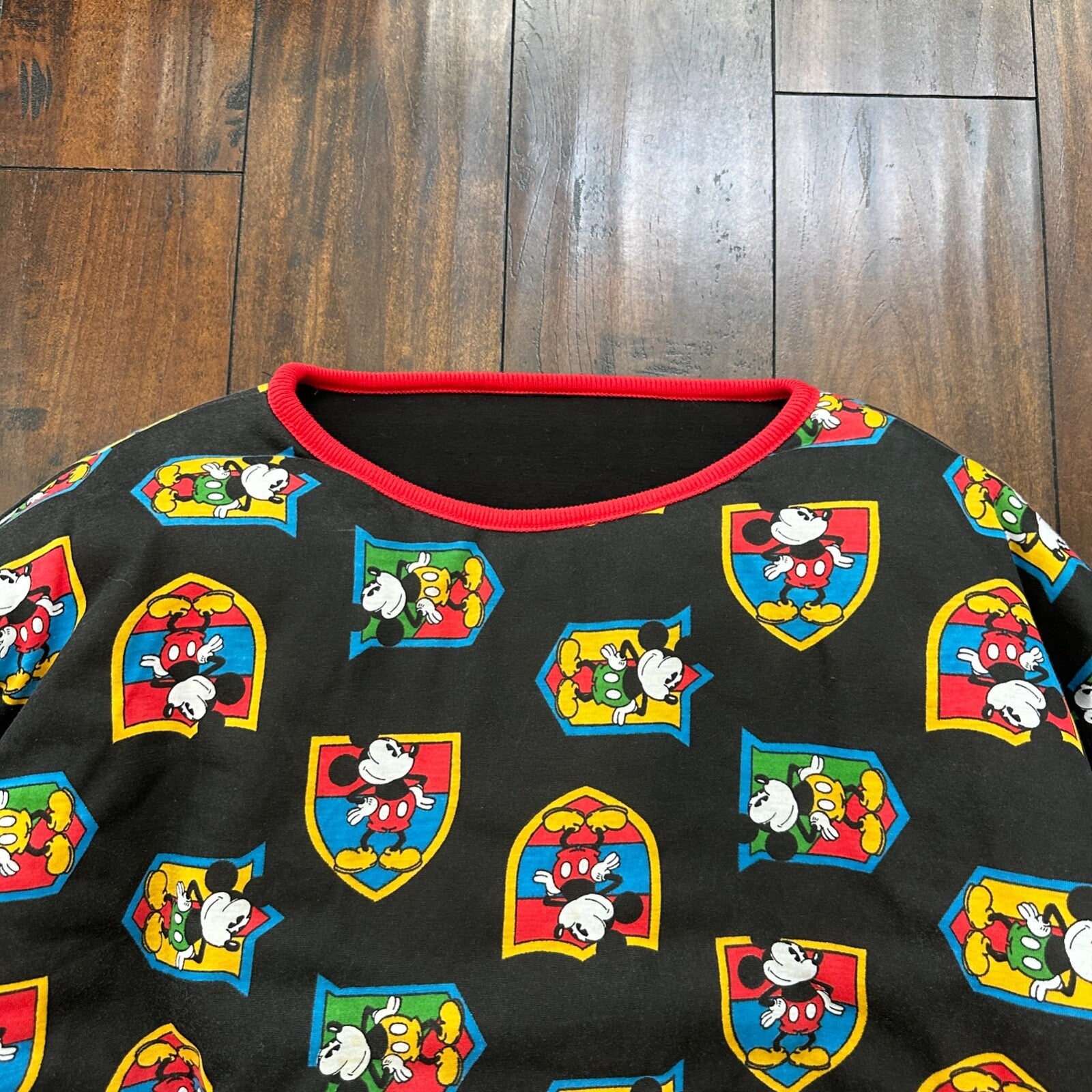 VTG 90s Disney Mickey Mouse Reversible Sweater Donn Kenny Rare World Comic Rap