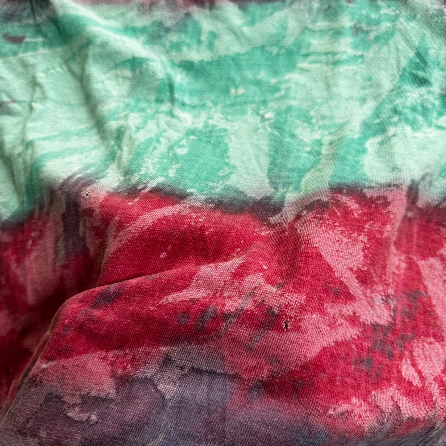 Tie Dye Vintage T Shirt Green Blue Red Crazy Rap Grateful Dead Stoner Boxy