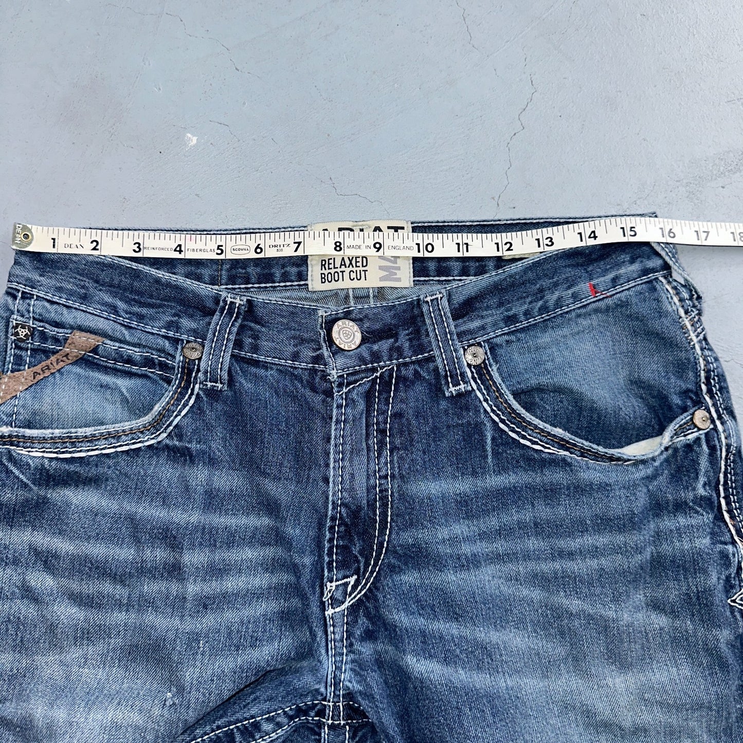 Ariat Jeans Mens 30 X 34 Blue Denim Rebar M4 Relaxed Boot Cut Workwear Country