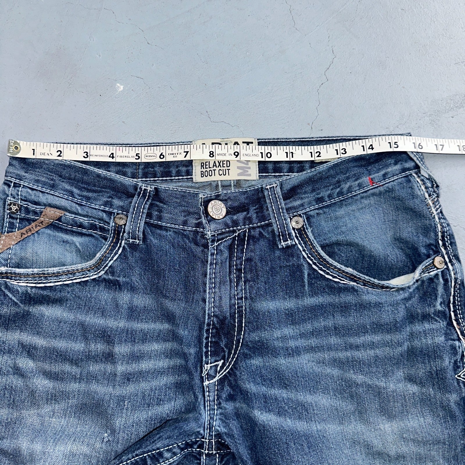 Ariat Jeans Mens 30 X 34 Blue Denim Rebar M4 Relaxed Boot Cut Workwear Country