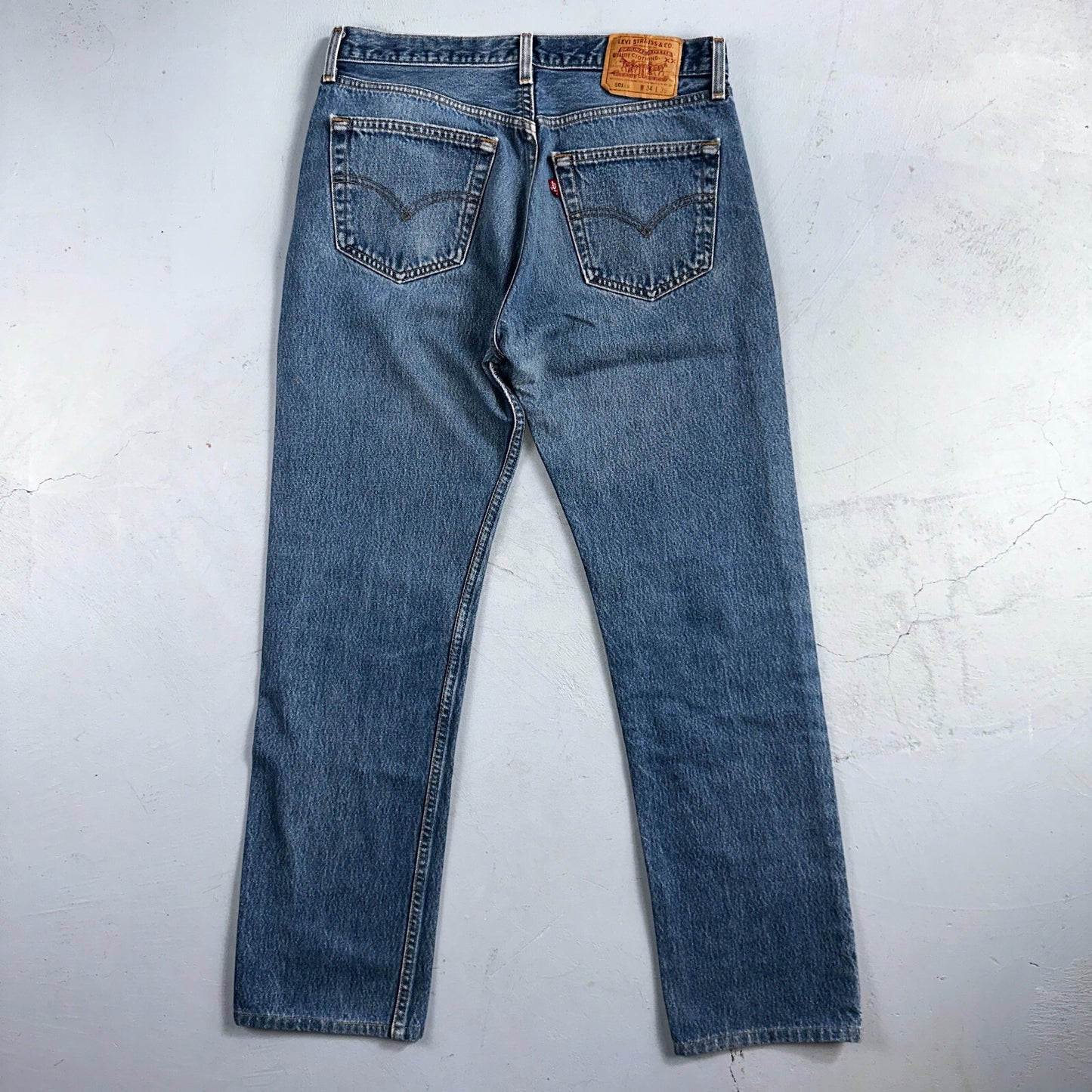 Levis 501 Vintage 90s USA XX Straight Leg Jeans Blue Light Wash 34x36 Act 32x30