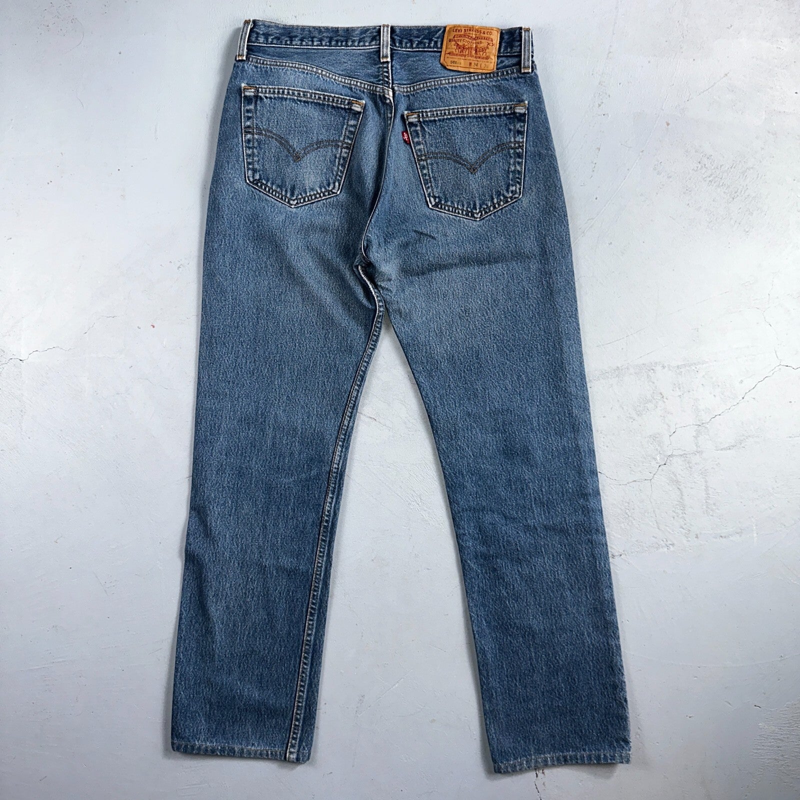 Levis 501 Vintage 90s USA XX Straight Leg Jeans Blue Light Wash 34x36 Act 32x30