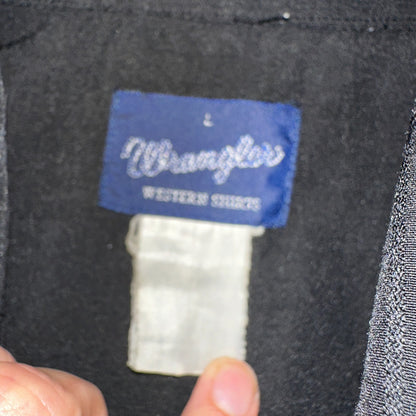 Vintage Wrangler Pearl Snap Shirt Men's Large Black Western 90s Cowboy