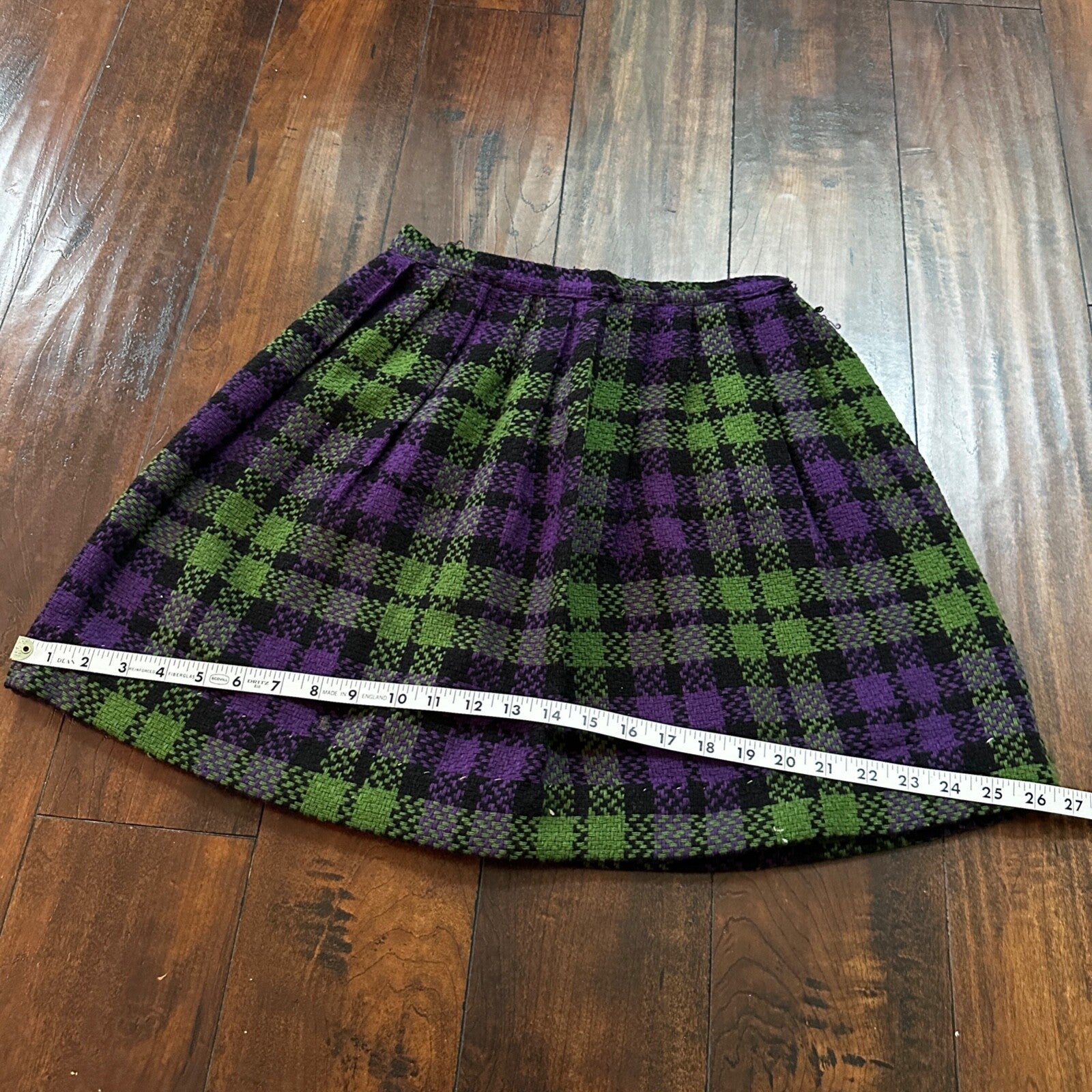 VTG USA Rockabilly Womens Dress Skirt 60s 70s Bottom Plaid Skate Grunge Pop