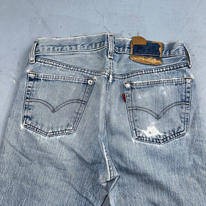 Levis 501 Vintage 80s Redline Selvedge USA XX Jeans Light Wash Thrashed Ac 28x26