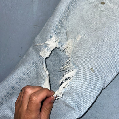 Levis 501 Vintage 90s USA XX Straight Leg Jeans Blue Light Wash 33x34 Act 30x32