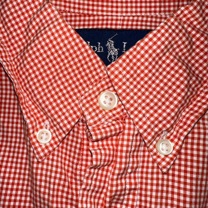 Ralph Lauren XL Red Gingham Button Down Shirt Classic Fit Long Sleeve VTG