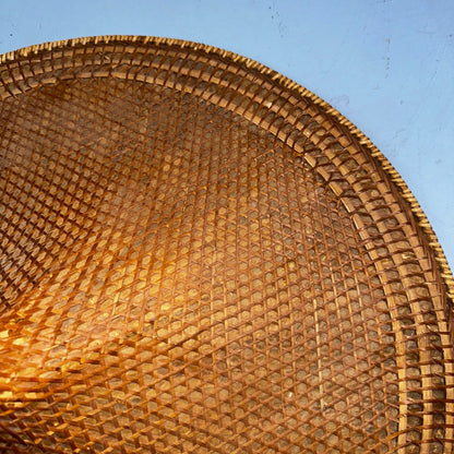 Vintage Asian Conical Rattan Leaf Rickshaw Coolie Hat Cantonese Chinese Handmade