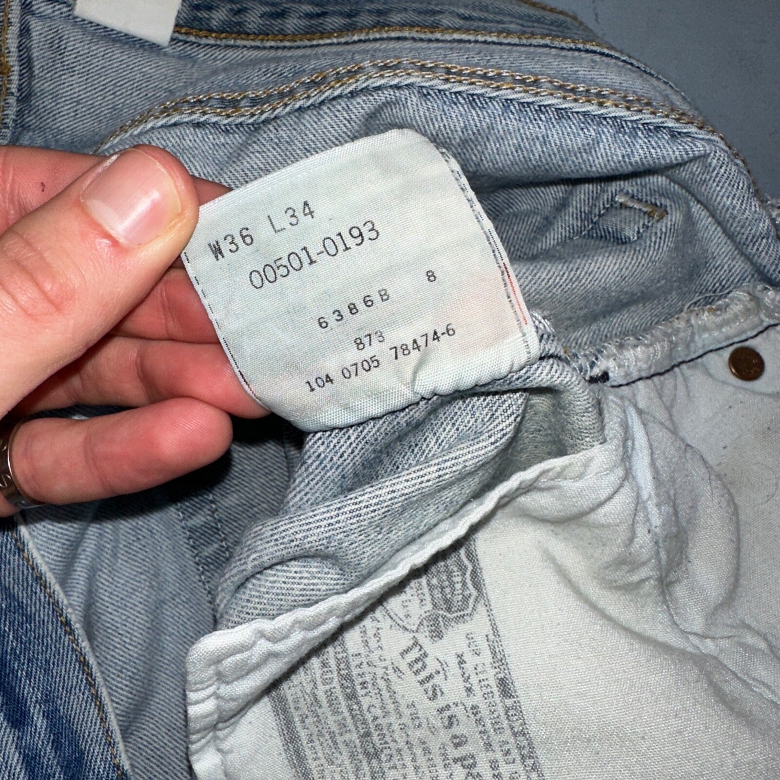 Levis 501 Vintage 90s Mexico Straight Leg Jeans 36x34 Y2K Light Wash Act 34x34