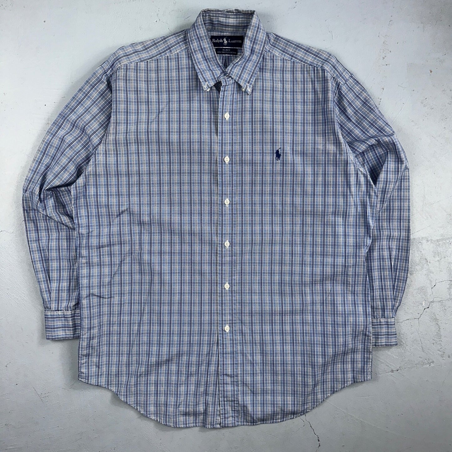 Ralph Lauren Polo VTG Button Down Shirt Men's M Blue Plaid Blake Two-Ply