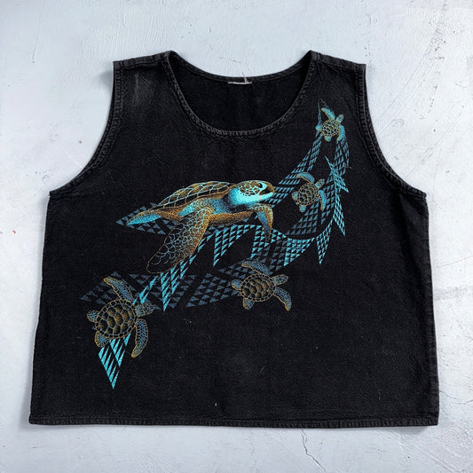 Turtles Sea Ocean VTG T Shirt Tank Top Cotton Abstract Art Love Animals Earth