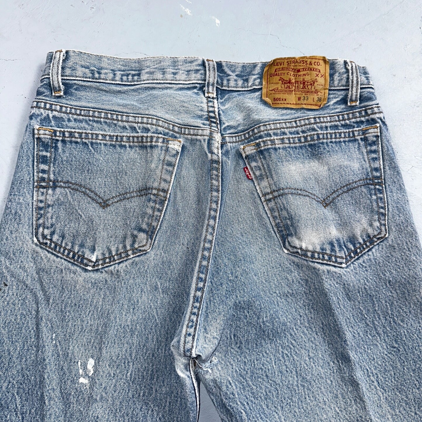 Levis 501 Vintage 90s USA XX Straight Leg Jeans 33x36 Light Wash Act 30x32