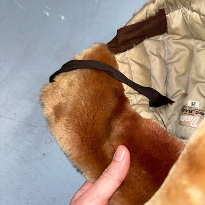 Vintage Eddie Bauer Goose Down Cap Hat Trapper Faux Fur Ear Flaps M 1960s Rare