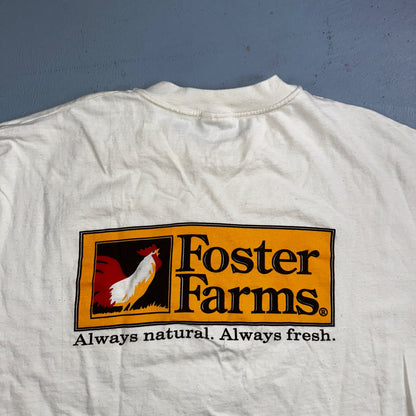 Foster Farms Wanted Chicken VTG T Shirt Funny Y2K 2XL Beige Boho Graphic Fun