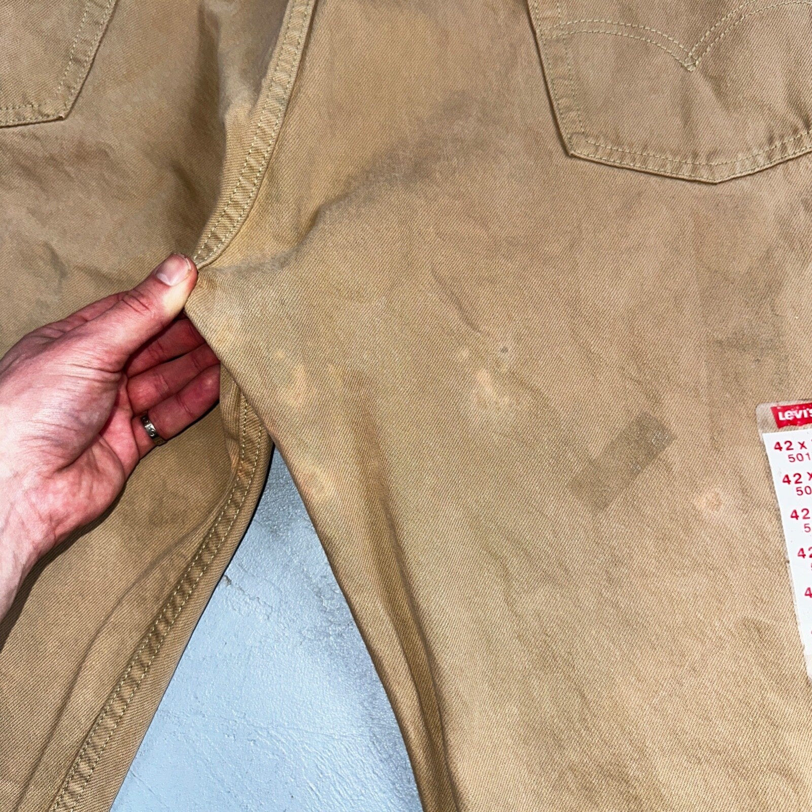 Levis 501 Vintage 90s USA XX Straight Leg Jeans Khaki Brown Wash 42x32 Act 40x32