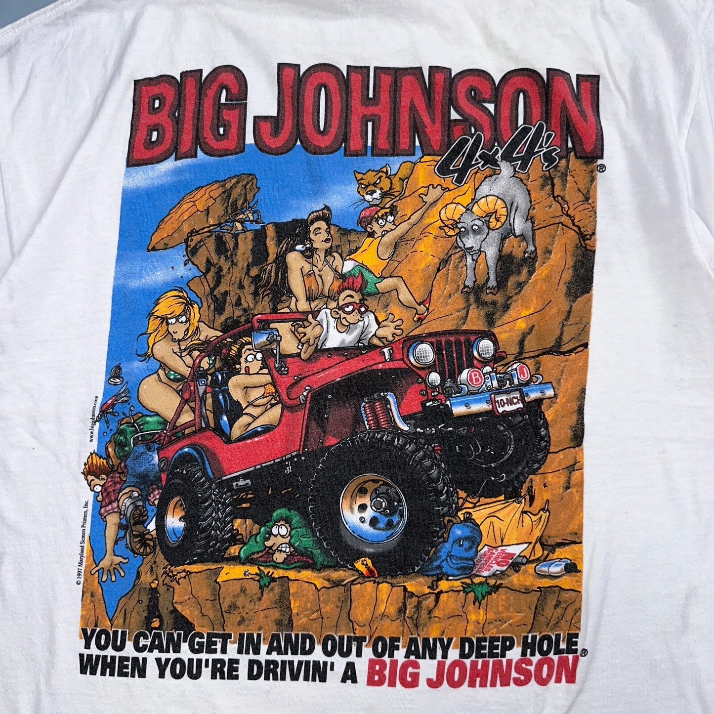 Big Johnson VTG 1997 Racing Naughty Humor Joke Single Stitch 90s Trucks Funny