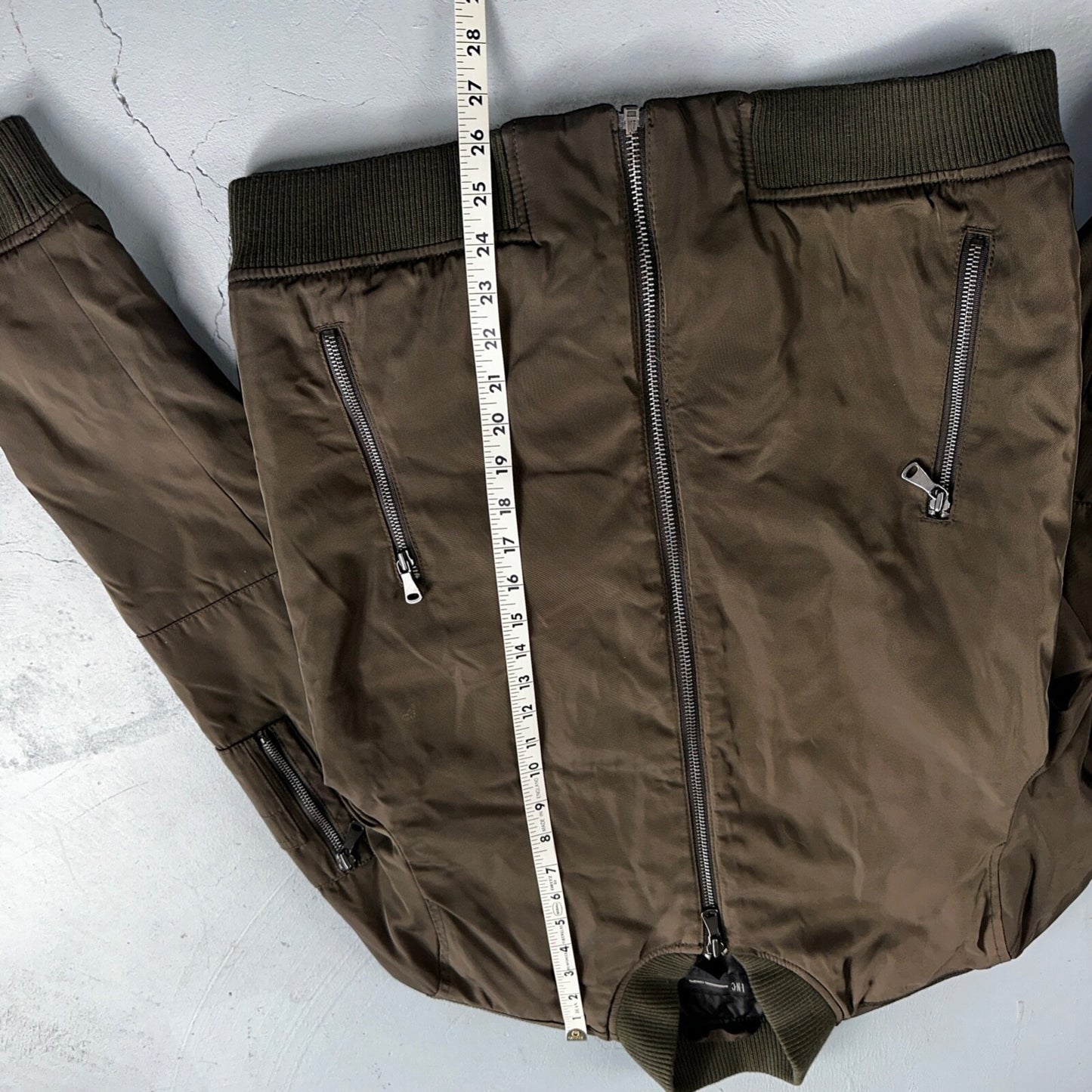 INC International Concepts Brown Bomber Jacket Mens S Full Zip Metallic