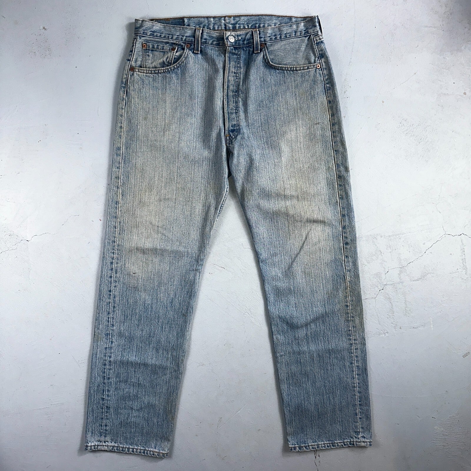 Levis 501 Vintage 90s USA XX Straight Leg Jeans Blue Light Wash 38x32 Act 36x32