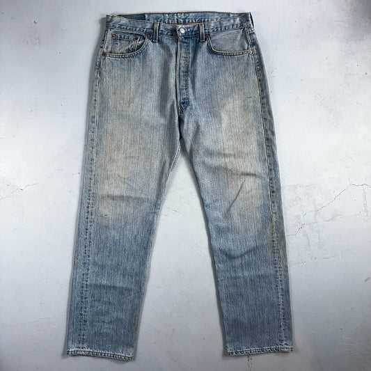 Levis 501 Vintage 90s USA XX Straight Leg Jeans Blue Light Wash 38x32 Act 36x32
