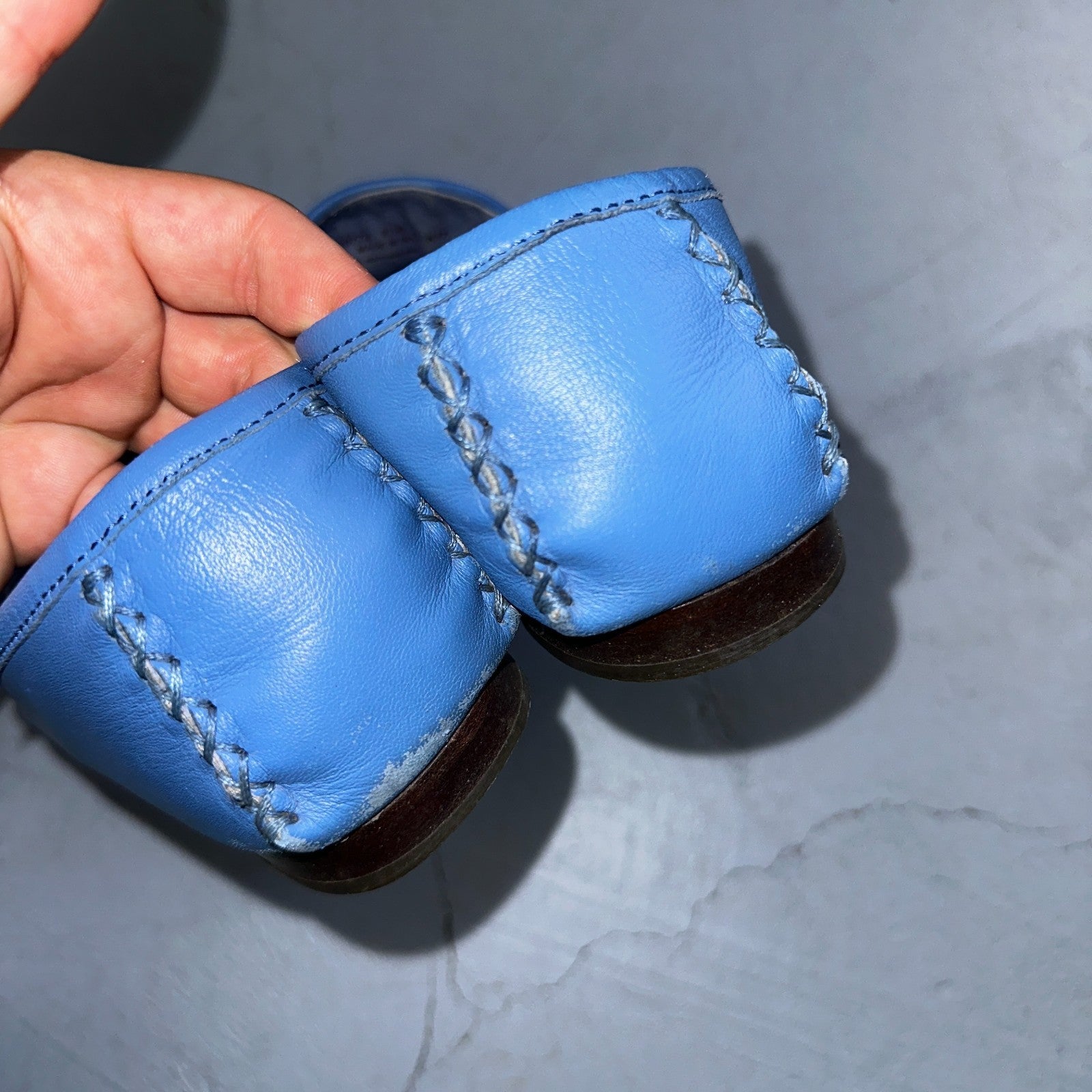 Cole Haan Women's Leather Tassel Loafers Size 9.5 B Blue Baby Cute Summer