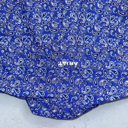 Ariat Button-Down Short Sleeve Shirt Size Large Blue Paisley 100% Cotton Casual
