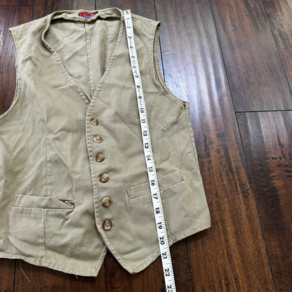VTG Male Vest Adult Beige Canvas 60s 70s Shooting Hunting buckle back