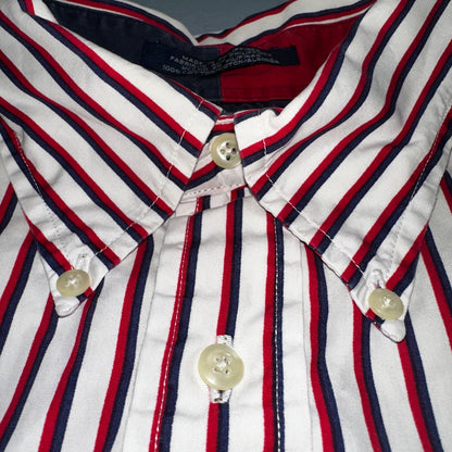 Tommy Hilfiger Vintage Mens XL Red Blue Striped Long Sleeve Button Down Shirt