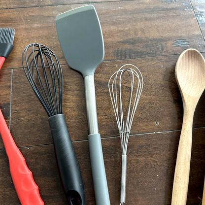 Kitchen Utensils Spatula Rolling Pin Wooden Spoon Mixing Spreading Glaze Lot Set