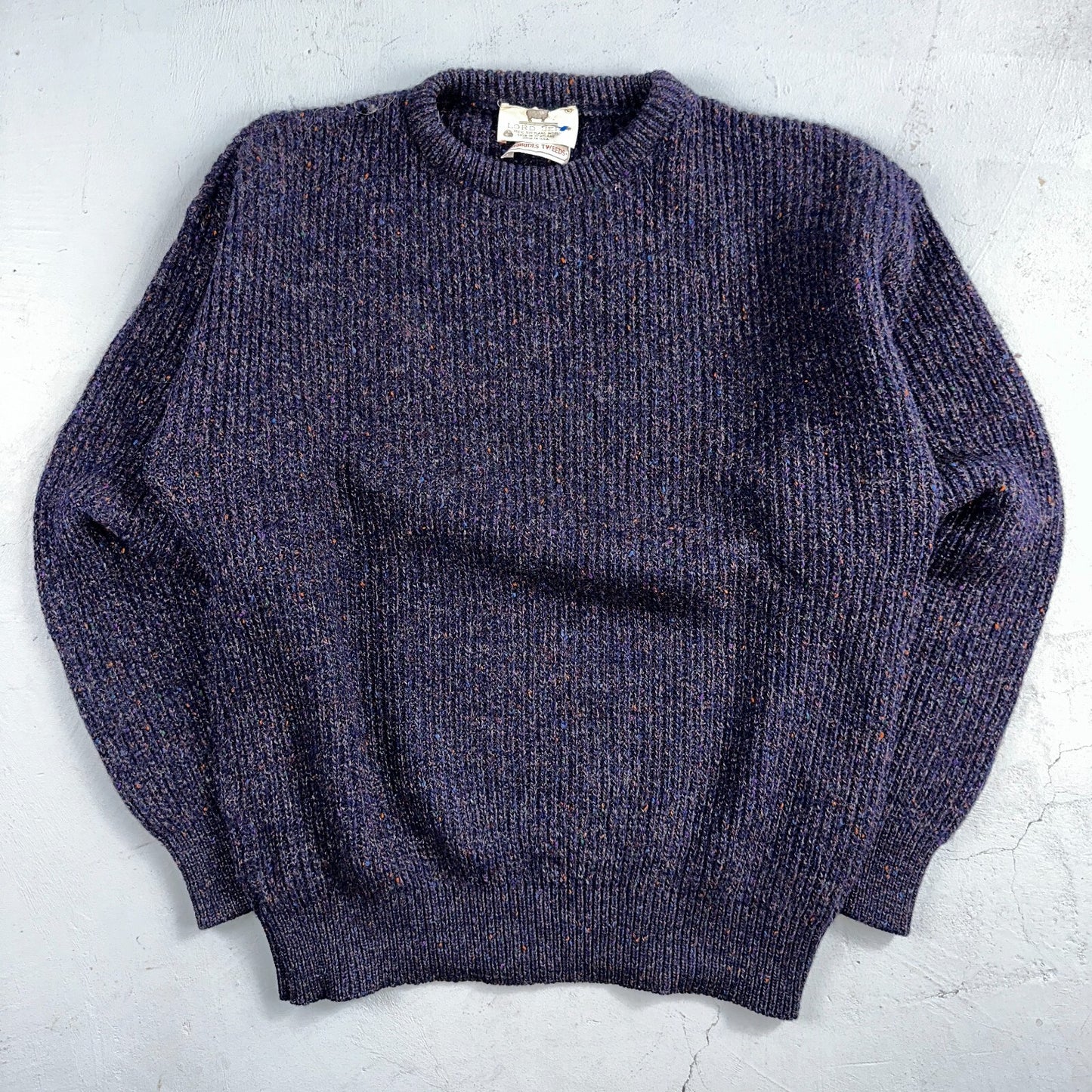 Vintage 70s Lord Jeff Hebrides Tweeds Pullover Sweater Large Purple 1970s Wool