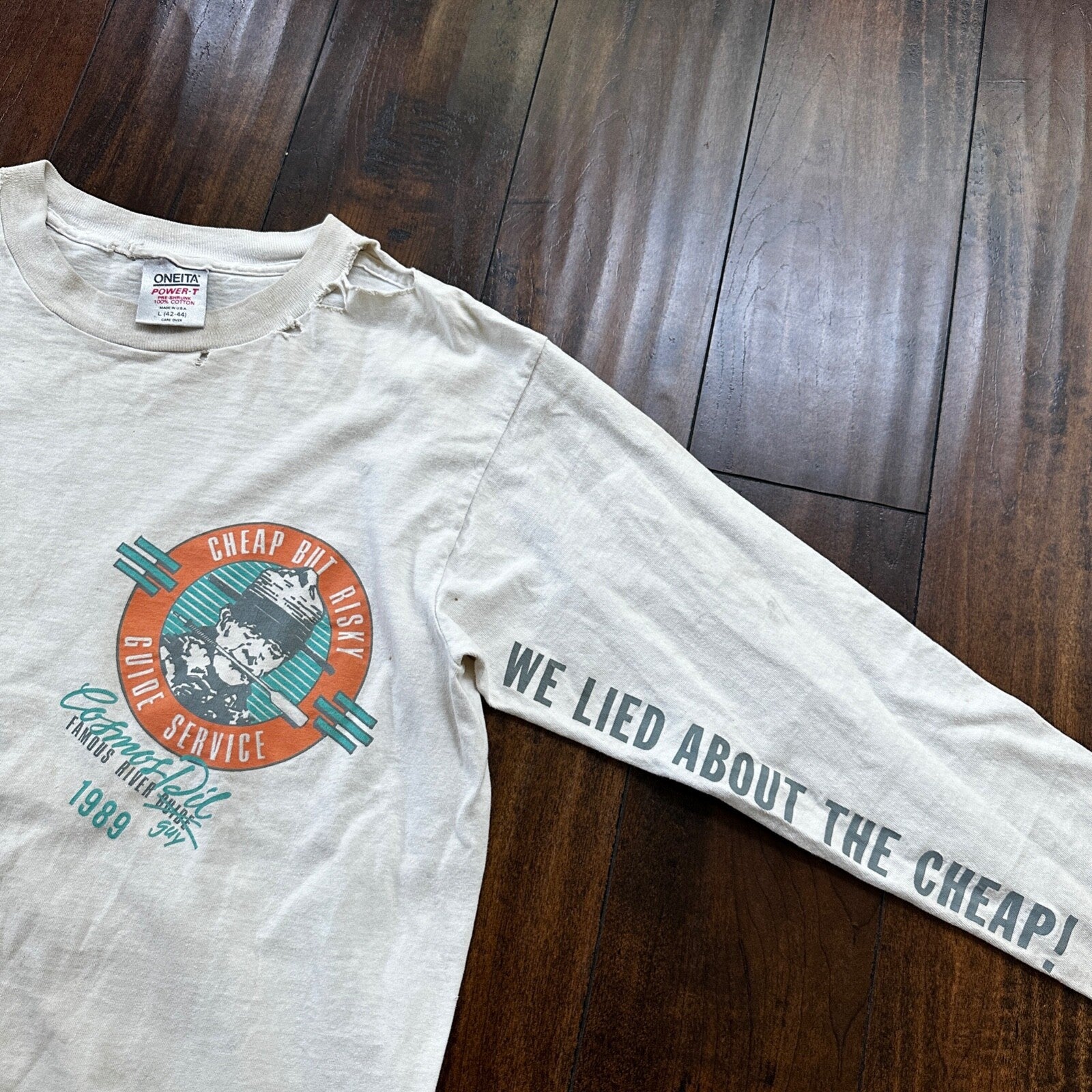 Oneita VTG T Shirt Cosmos Dil Famous River Guide Oregon Hiking Travel Funny