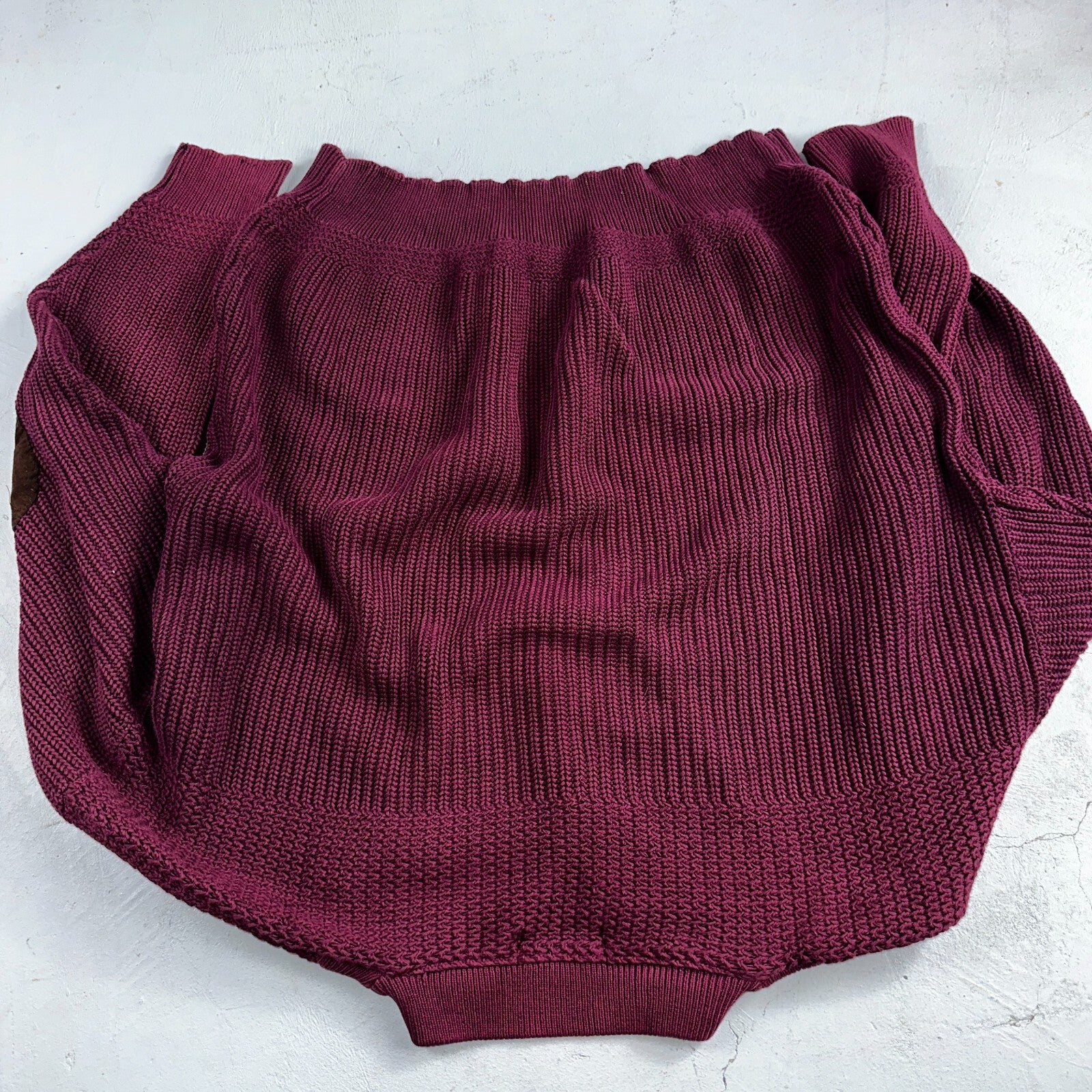 Eddie Bauer VTG 80s Sweater Mens Large Maroon Knit Henley Pullover Outdoor