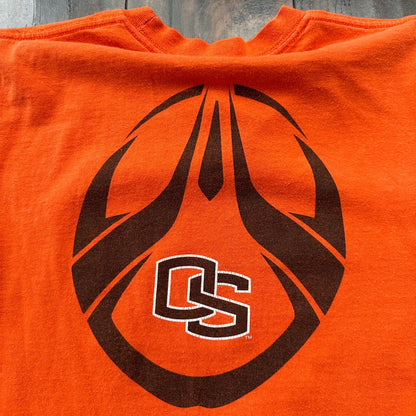 OSU Oregon State Nike Center Swoosh Vintage T Shirt Orange Y2K Beavers Football